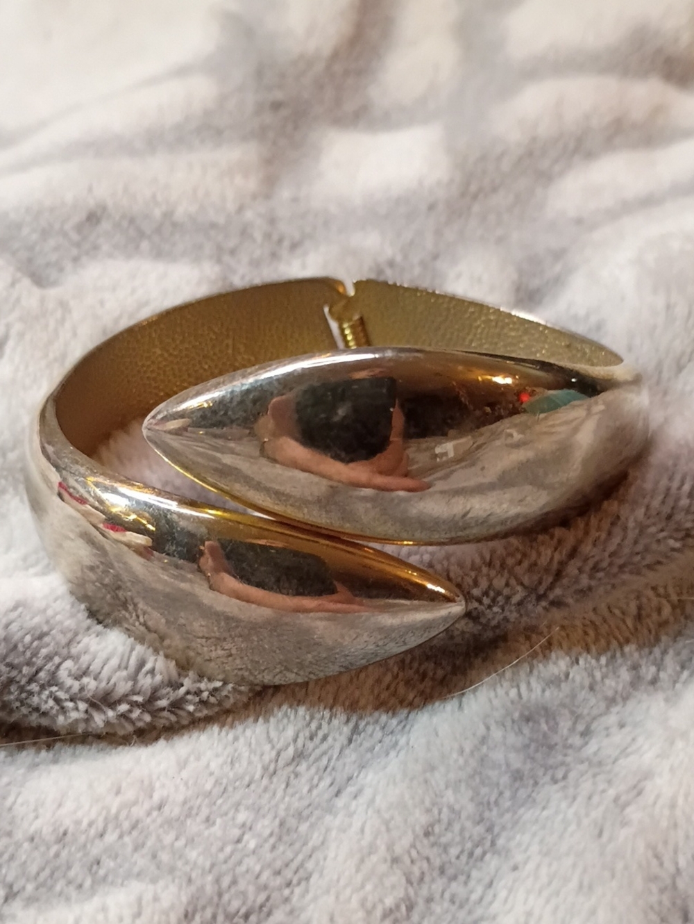 Sleek Silver-Tone Sculptural Hinged Cuff Bracelet